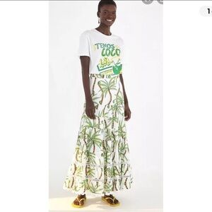 NWT Farm Rio Swinging Palm tiered maxi skirt